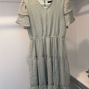 Mikarose Light Gray Ruffle Sleeve Dress